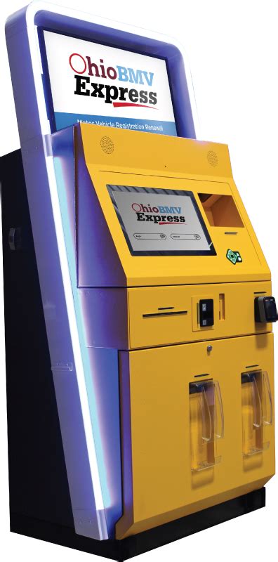 Ohio bmv express kiosk - Oct 14, 2021 · Ohio drivers can now skip the line at the BMV with the launch of new self-service kiosks. The kiosks look like bright yellow ATMs and will give Ohio drivers a new way to pay for vehicle registration and license plate stickers. Drivers will need their current vehicle registration, renewal notice, or plate number to use the machines. Lt. Gov. Jon ... 